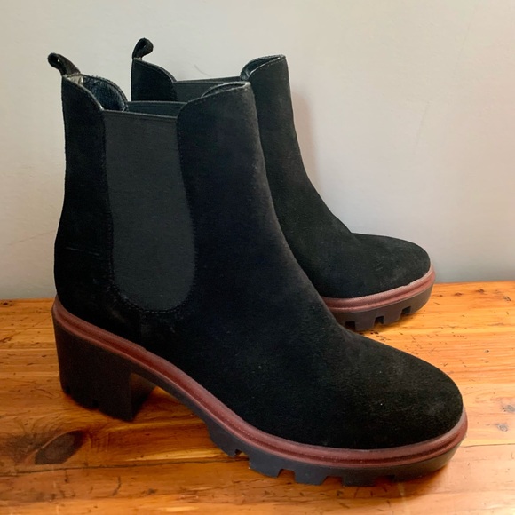 Antonio de Faria Black Leather Suede Pull On Chelsea Chunky Heel Fall Boot 9 1/2 - Picture 15 of 15